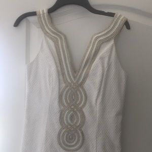 Lilly Pulitzer white dress with gold